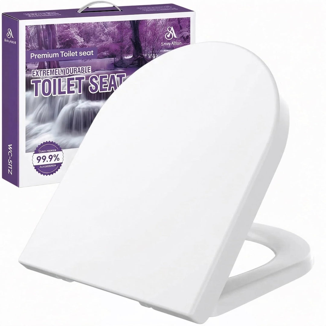 Toilettendeckel mit Absenkautomatik, WC Sitz D Form，Quick-Release Funktion für einfach Reinigung, We
