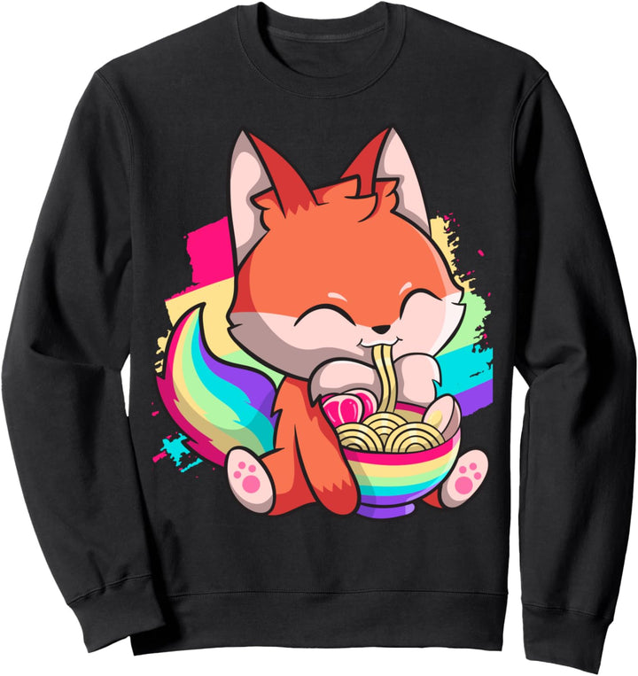 Kawaii Fox Japanische Ramen Nudeln Regenbogen Cute Fox Sweatshirt