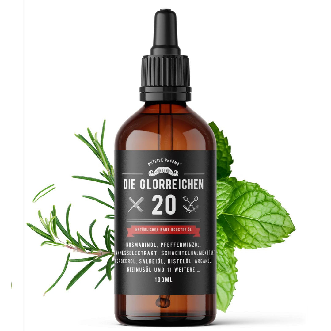 G-20 Bartöl 100ml Rosmarinöl Minzöl Bartwachstumsöl mit Brennnesselöl, Schachtelhalmöl, Salbeiöl, Lo