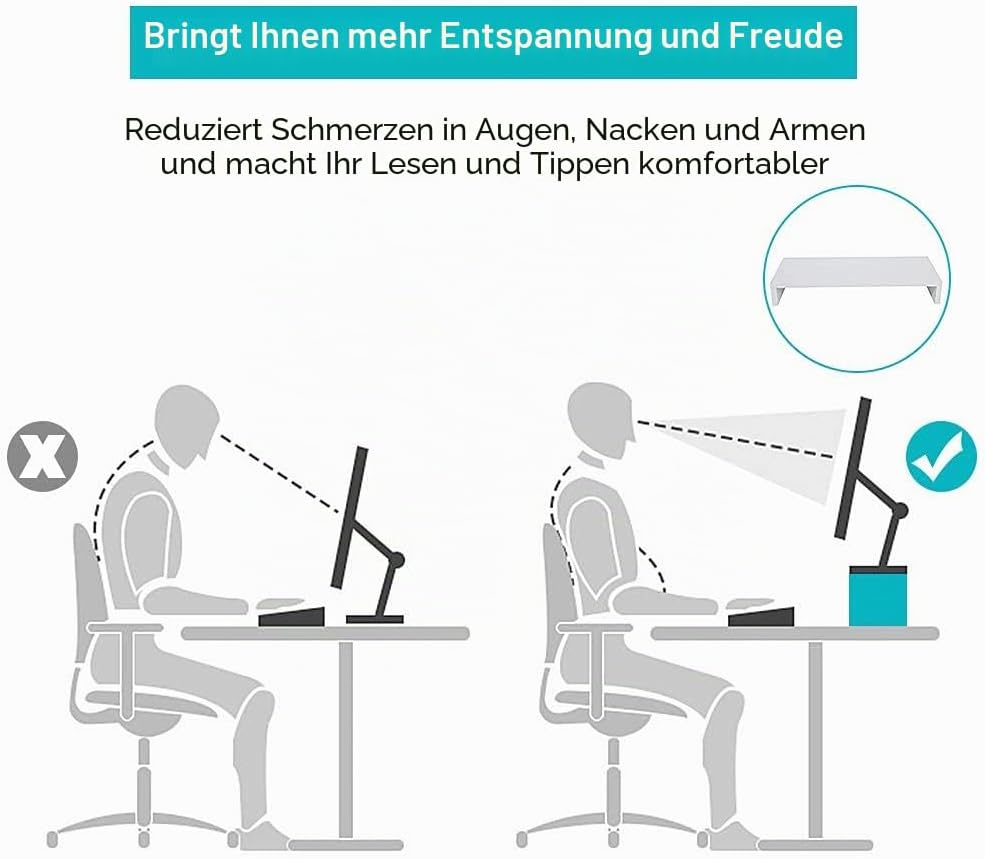 Ejoyous Holz Monitorständer Monitor Riser Ständer, 1 Tier PC Laptop Notebook Ständer Regal Rutschfes