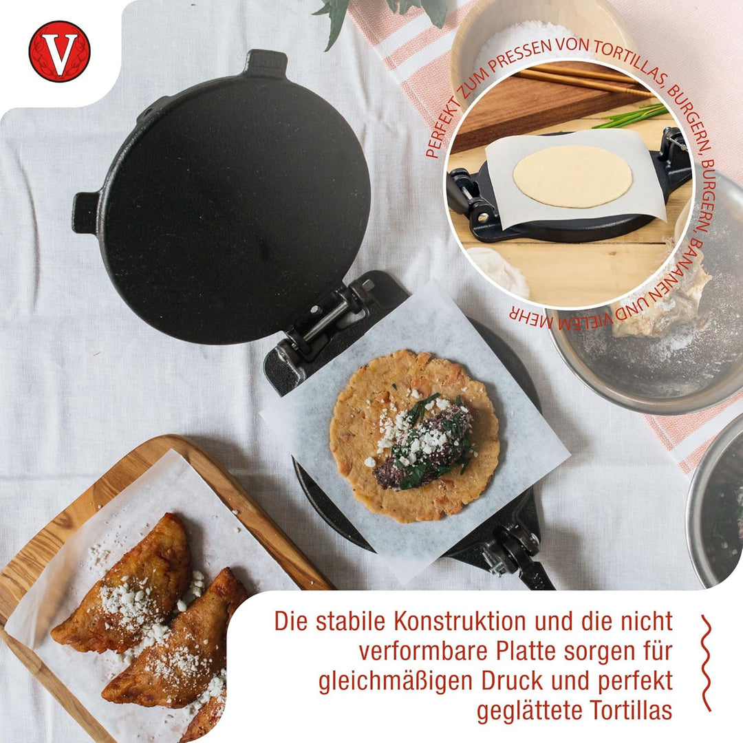 Victoria TOR-002 Tortilla-Presse, Gusseisen, schwarz 6.5