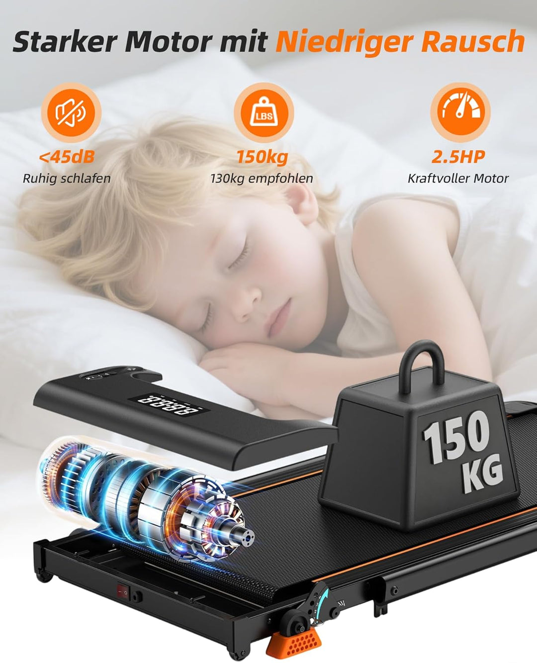 Lichico 3-in-1 Walking Pad mit 0-9% Steigung, Laufband für Zuhause Klein, platzsparendes Heimtrainin