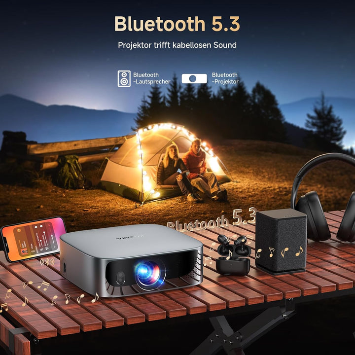 Smart Beamer 4K kompatibel mit Netflix &amp; Dolby Audio, KOGATA Kurzdistanz Projektor mit Autofokus &amp; 6