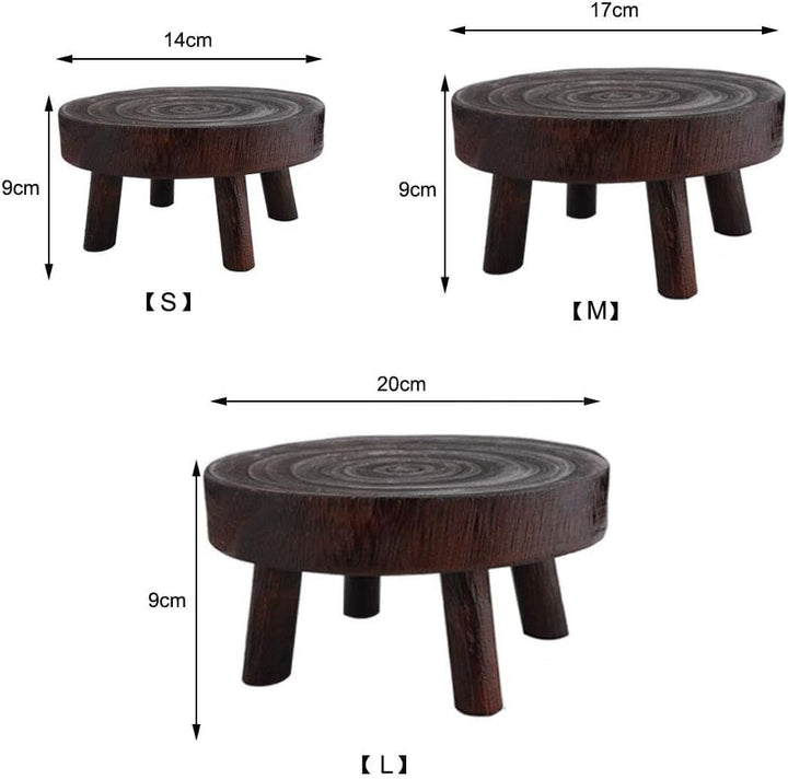 2 Stk Dekorativer Pflanzenständer aus Holz, Mini Multifunktionaler Blumentopfhalter für Heimdekorati
