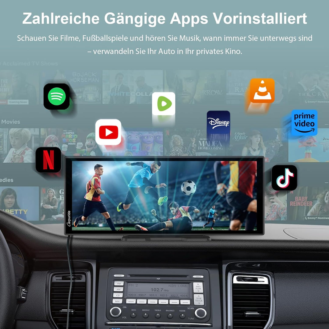Carpuride W125P Carplay Bildschirm mit Net-Flix YouTube, Kabellos Carplay & Android Auto, 11,26" HD