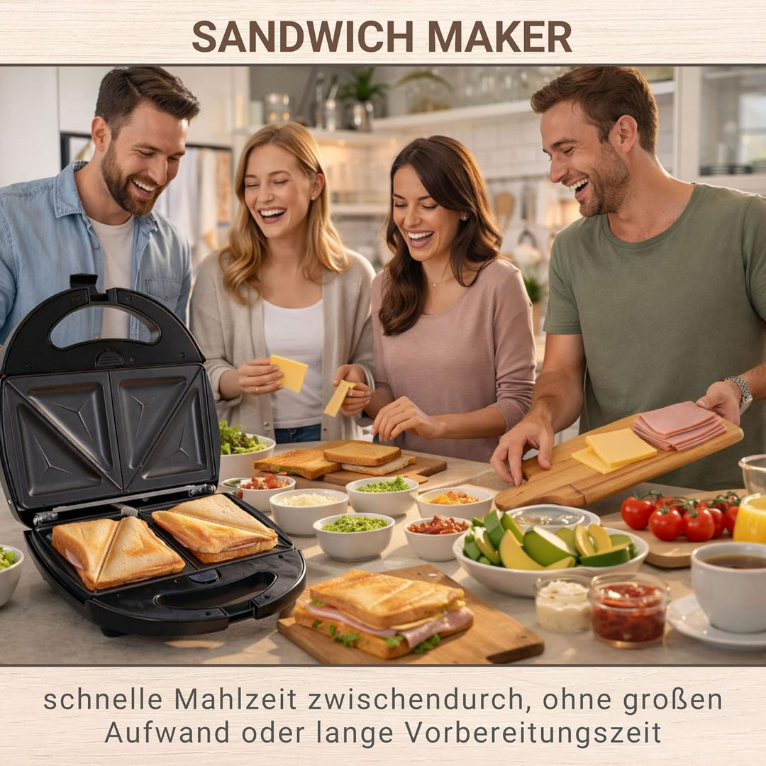 Syntrox Germany Edelstahl Maker Sandwichmaker Chefmaker SM-1300W Sandwich Delight mit herausnehmbare