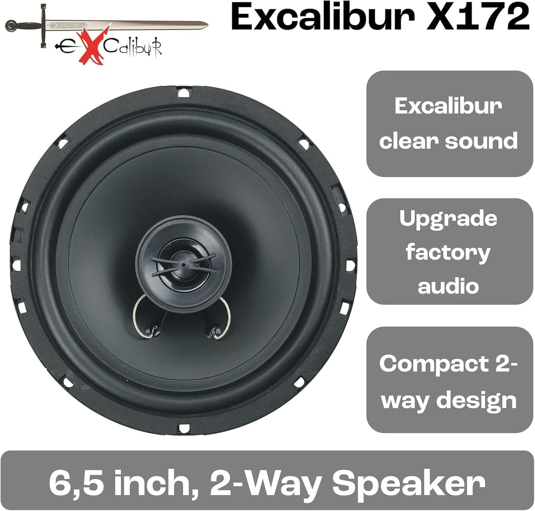 Excalibur 172 cm 2-Weg 2-Wege Auto-Lautsprecher 16,5 cm/6,5 400 W Paar Preis, Schwarz