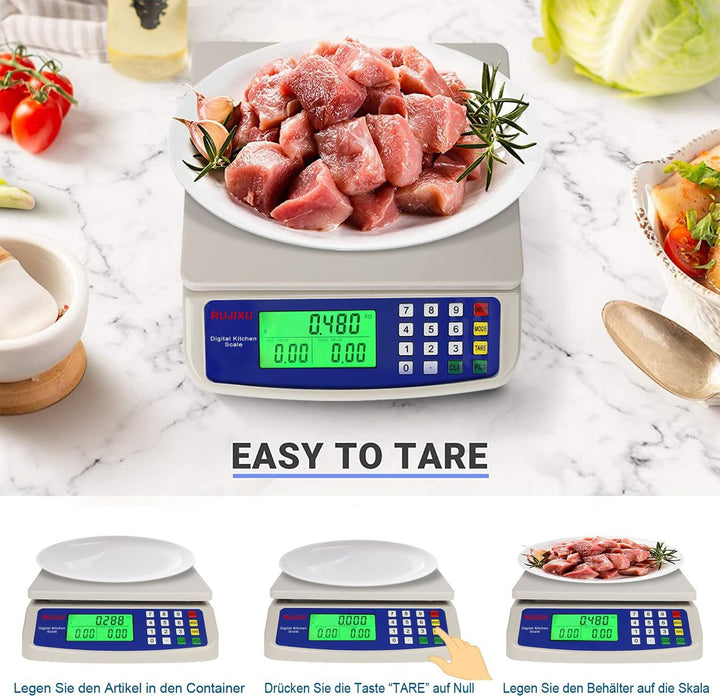 Waage digital bis 30kg grosse küchenwaage obstwaage mit LCD Display und Tara Funktion digitalwaage m