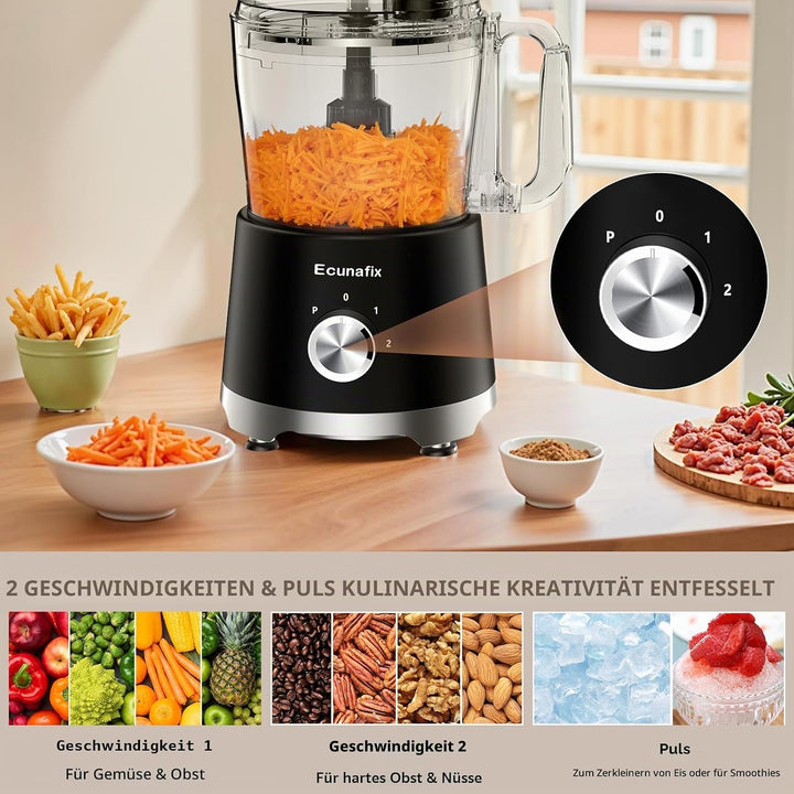 Küchenmaschine & Zerkleinerer 1500 W, 2,5L, Food Processor mit 2L Standmixer, 200ML Kaffeemühle für