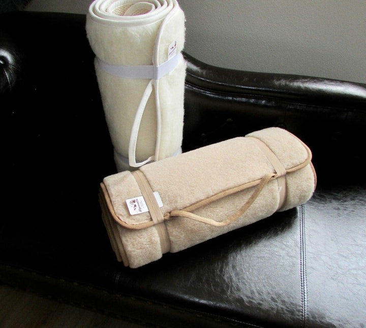 Sportmatte Rutschfest, Yogamatte, Gymnastikmatte, Fussmatte, Bettteppich, 100% Wolle beige 50x70 cm,