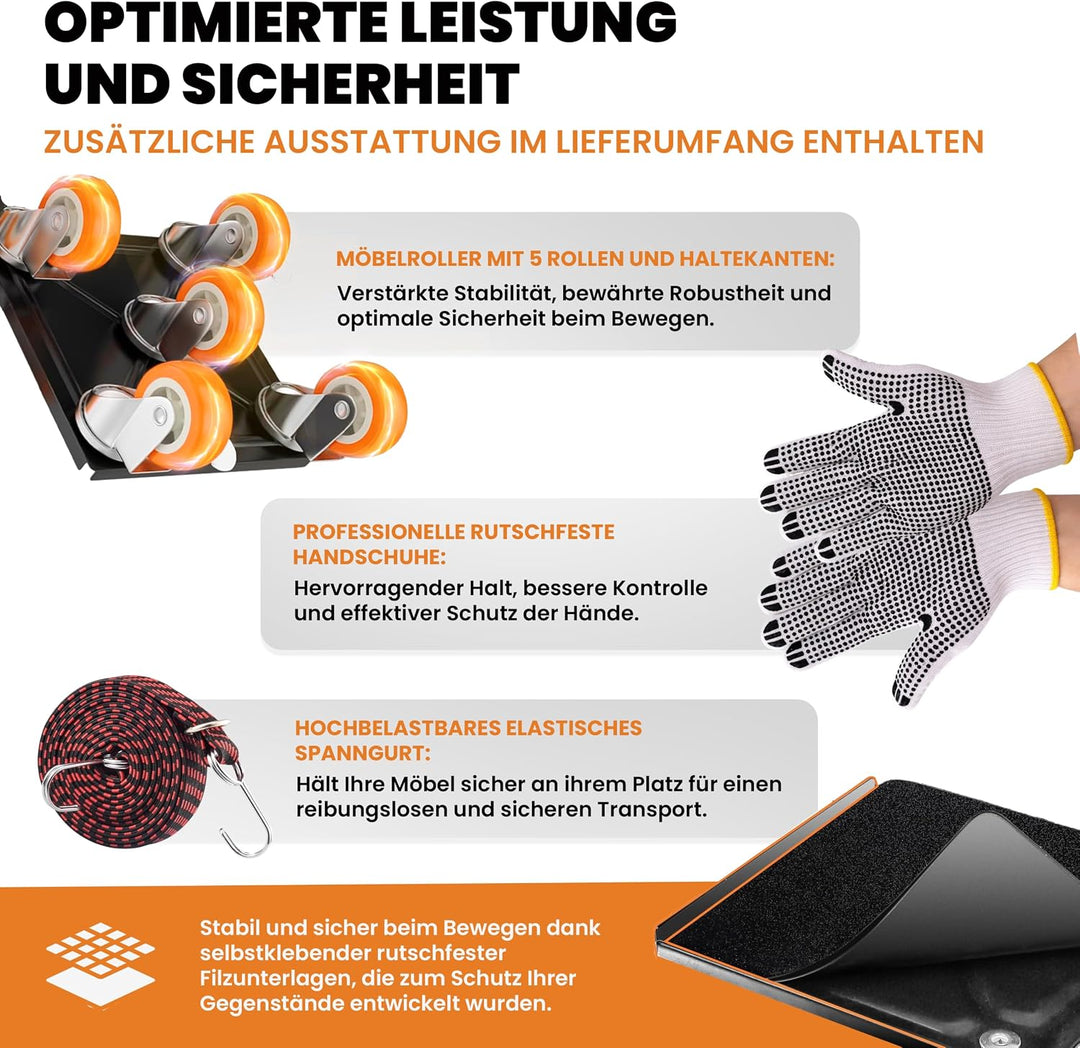 Transportroller Set 600kg mit Möbelheber für schwere Möbel &amp; Umzug