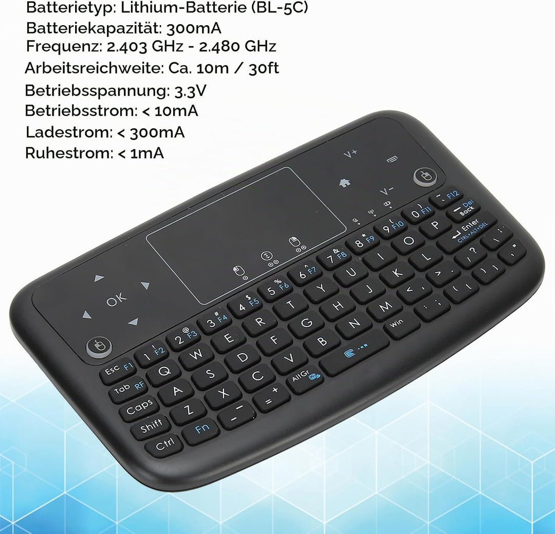 Denash 2,4 GHz Wireless-Tastatur, Hintergrundbeleuchtung Touchpad-Tastatur Fernbedienung Maus-Tastat