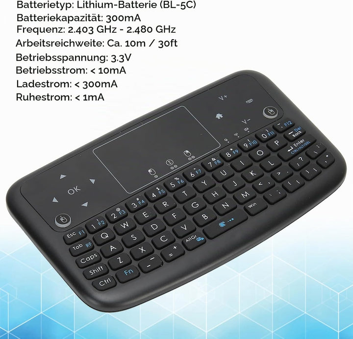 Denash 2,4 GHz Wireless-Tastatur, Hintergrundbeleuchtung Touchpad-Tastatur Fernbedienung Maus-Tastat