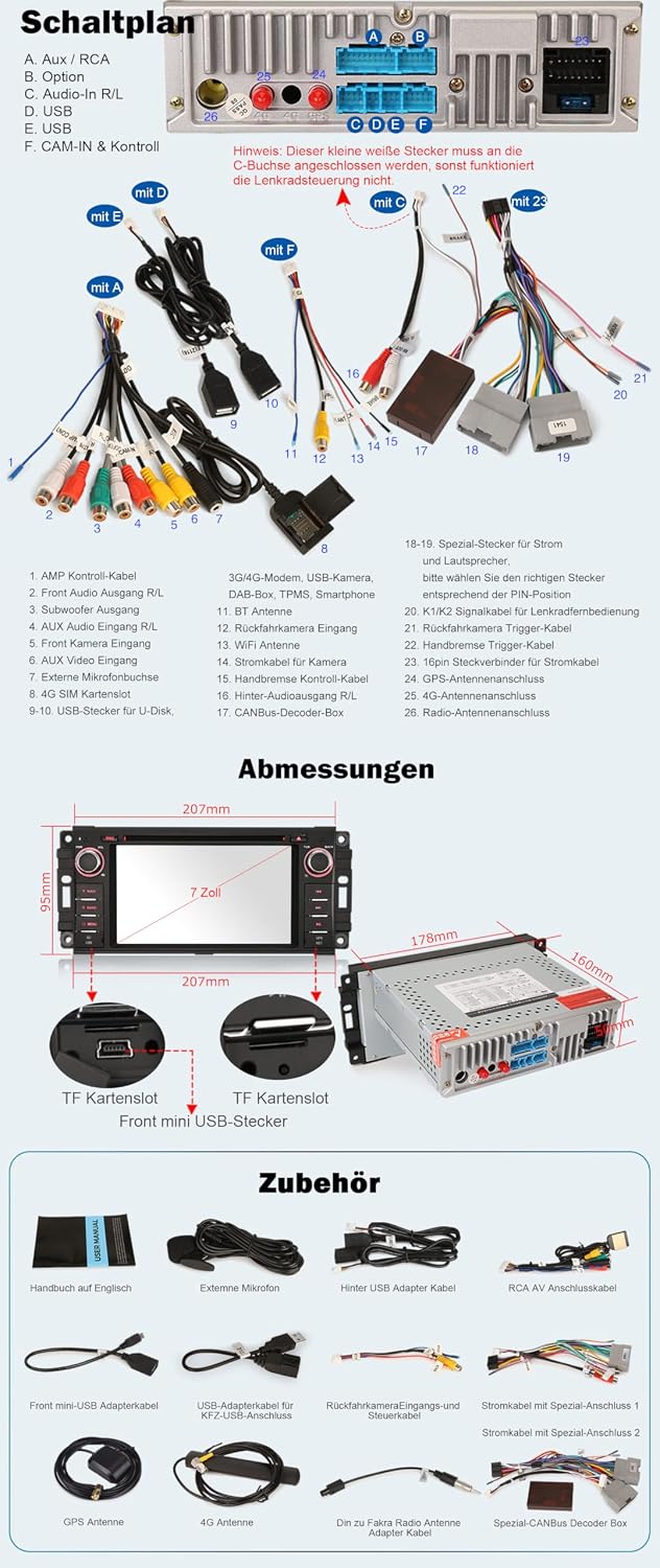 Android 16 Autoradio GPS Für Jeep Wrangler Chrysler 300C Dodge Challenger | Autoradio Bluetooth Dodg