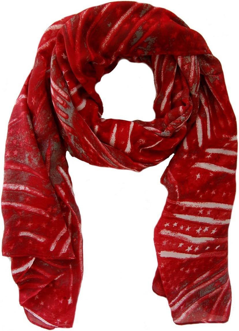 Striessnig Wien – Rotes Damen Halstuch, elegantes Schaltuch, grosse Stola, mit weissen Sternen und S