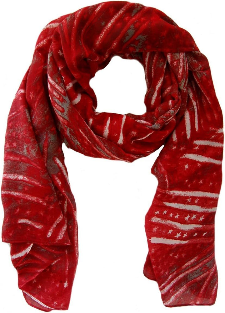 Striessnig Wien – Rotes Damen Halstuch, elegantes Schaltuch, grosse Stola, mit weissen Sternen und S