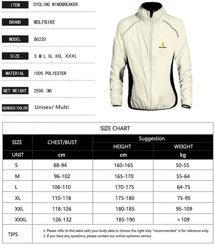 WOSAWE Herren-Fahrradjacke Winddichte wasserdichte MTB Mountainbike Jacket Für Radfahren, Joggen & W