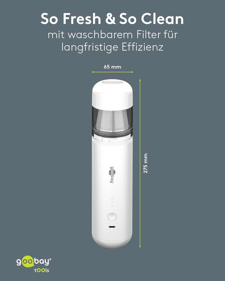 goobay 77828, Mini-Staubsauger 80W, Acrylnitril-Butadien-Styrol, weiss, Mini-Staubsauger 80W, 80 W,