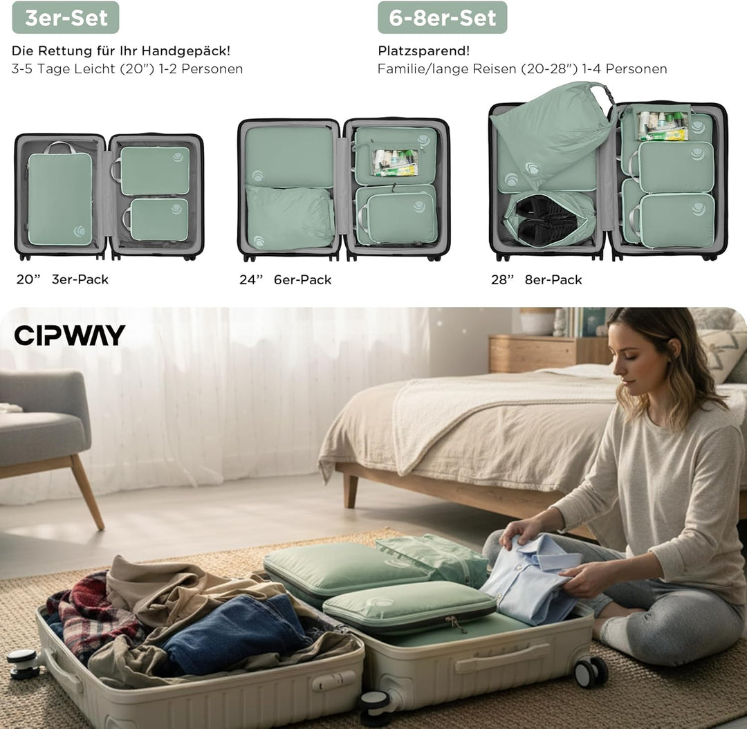 Cipway Kompression Koffer Organizer Set für Rucksack ，Ultraleichte Packtaschen Compression Packing C