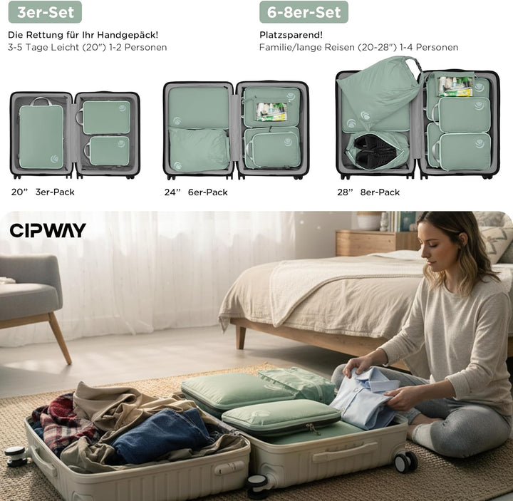 Cipway Kompression Koffer Organizer Set für Rucksack ，Ultraleichte Packtaschen Compression Packing C
