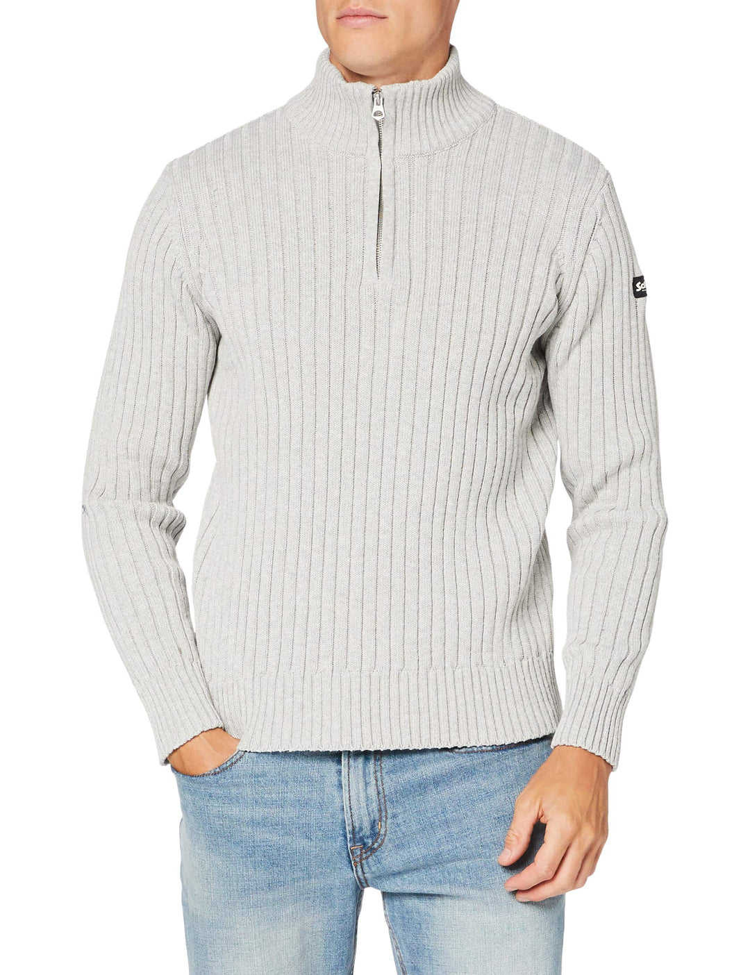 Schott NYC Herren Pullover S Hea L.grey, S Hea L.grey
