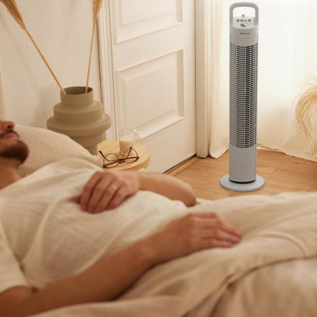 Newlux - Turmventilator ohne Flügel W80 (45W) 3 Geschwindigkeitsstufen, 70° Oszillation und Timer 12