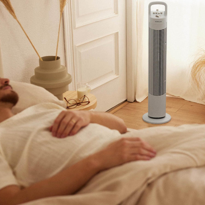 Newlux - Turmventilator ohne Flügel W80 (45W) 3 Geschwindigkeitsstufen, 70° Oszillation und Timer 12