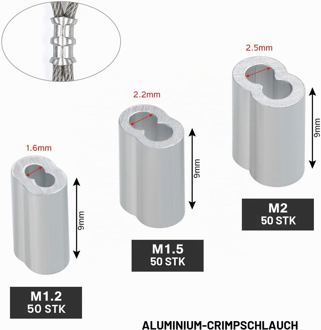 151 Stk Drahtseil Crimpwerkzeug,Draht Crimpzange zum Angeln 0.1-2.2 mm,Drahtseil Crimper Drahtschnei