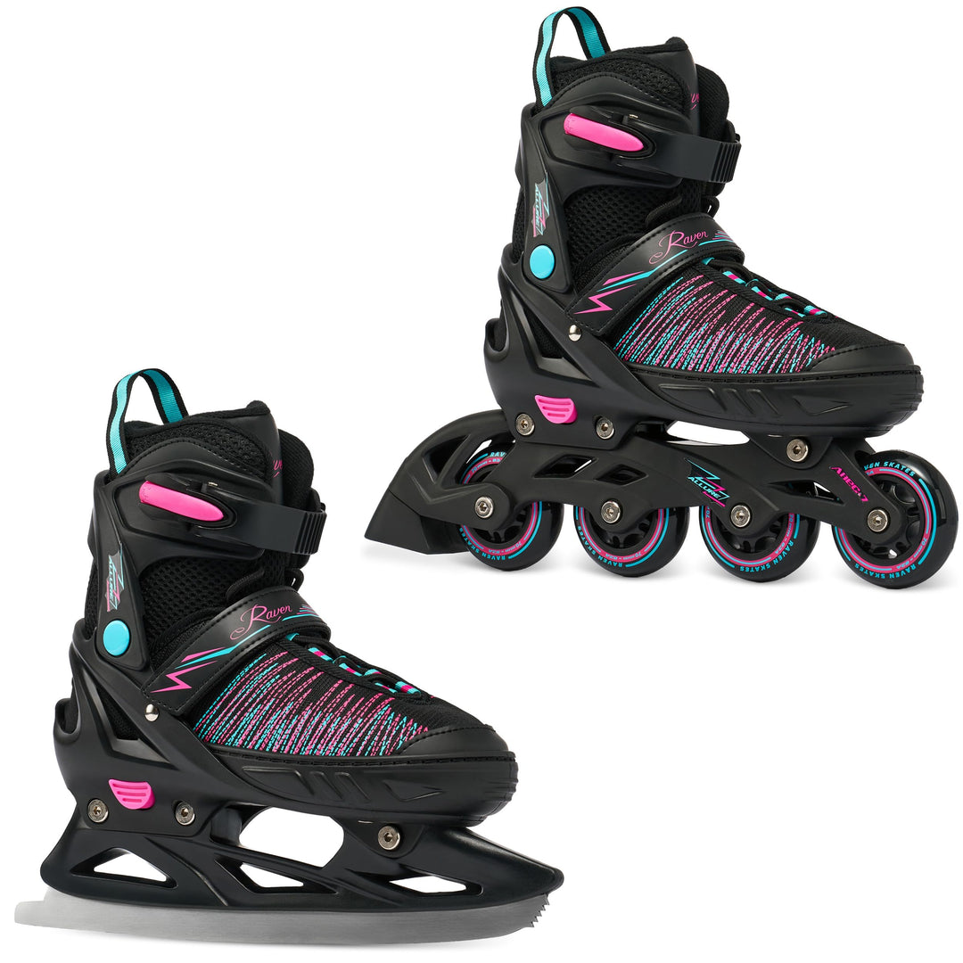 Raven Verstellbare 2in1 Inlineskates-Schlittschuhe Allure - Kugellager Abec7 - DSAS - Double-Shock-A