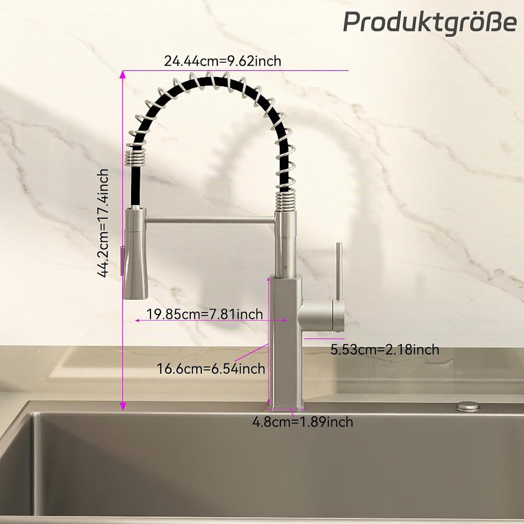 Wasserhahn Küche, SEMANEY Hochdruck Küchenarmatur Ausziehbar, Armatur Küche mit Brause 2 Strahlarten