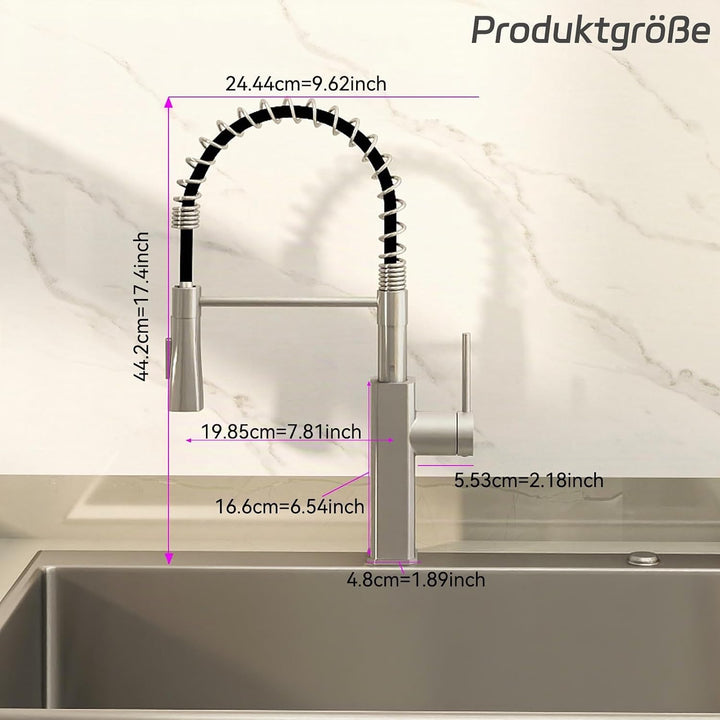 Wasserhahn Küche, SEMANEY Hochdruck Küchenarmatur Ausziehbar, Armatur Küche mit Brause 2 Strahlarten