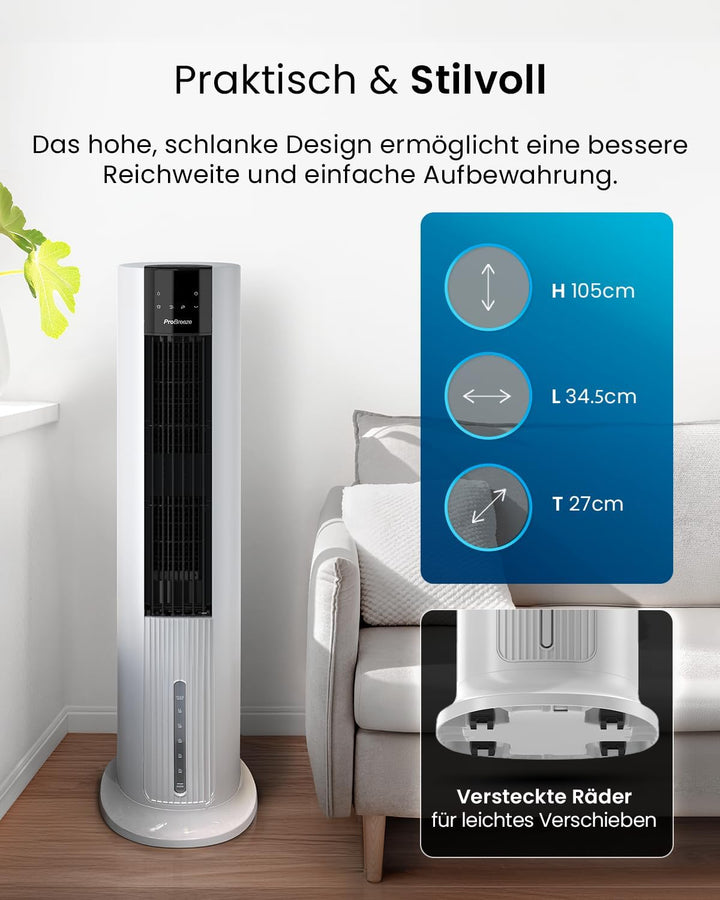 Pro Breeze 7 Liter Mobiler Luftkühler mit 7 Geschwindigkeitsstufen, 3 Betriebsarten & Digitalem Disp