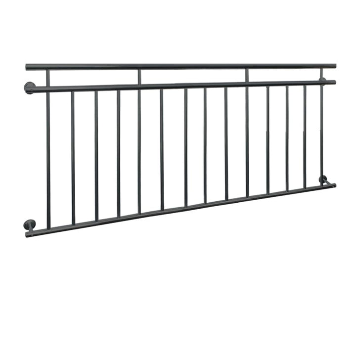ECD Germany Französischer Balkon 184 x 90 cm | mit 14 Füllstäben | Anthrazit | matt und rau | Anthra