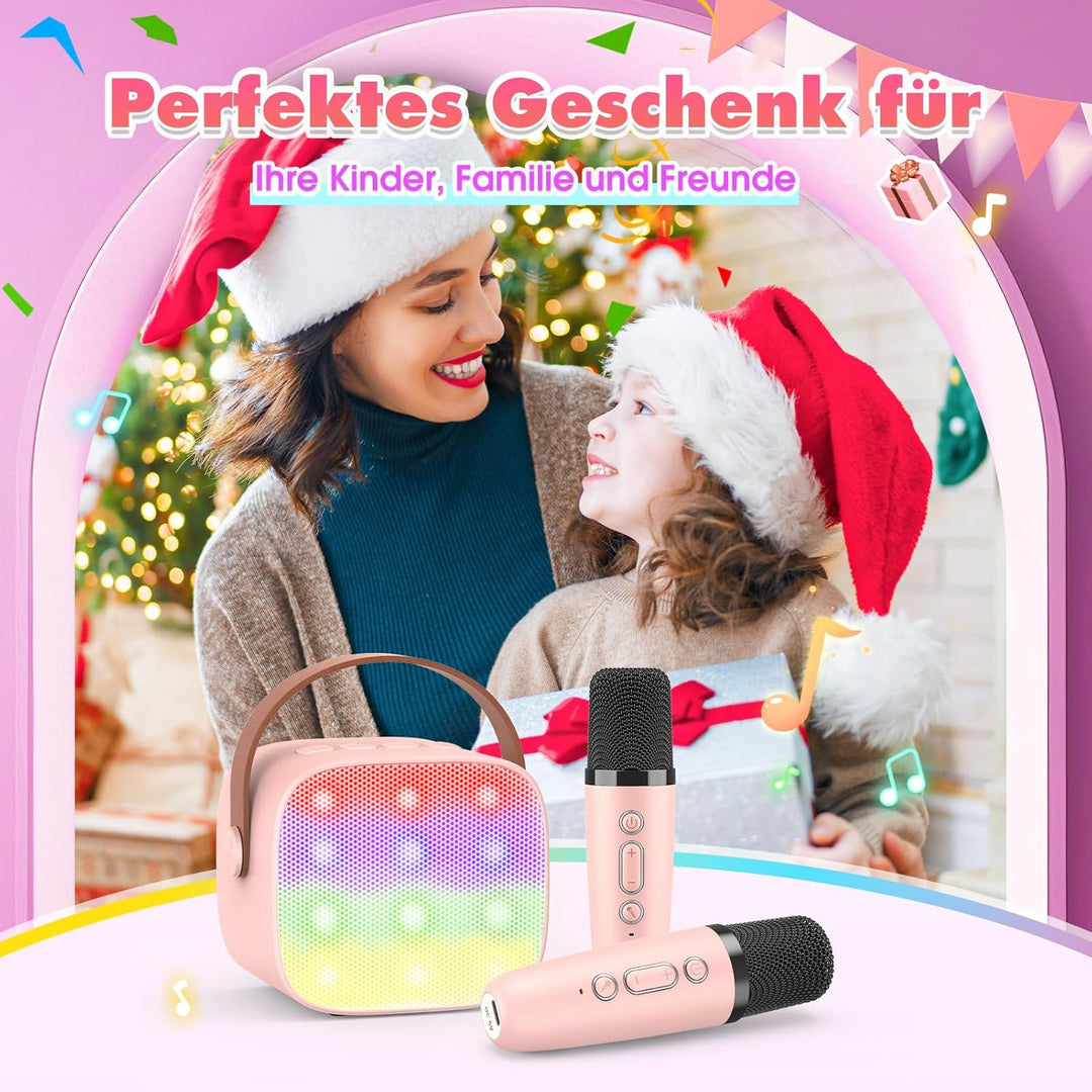 Dislocati Karaoke Maschine mit 2 Bluetooth Mikrofon, Mädchen Geschenke Spielzeug für 3-12 Jahre Mini