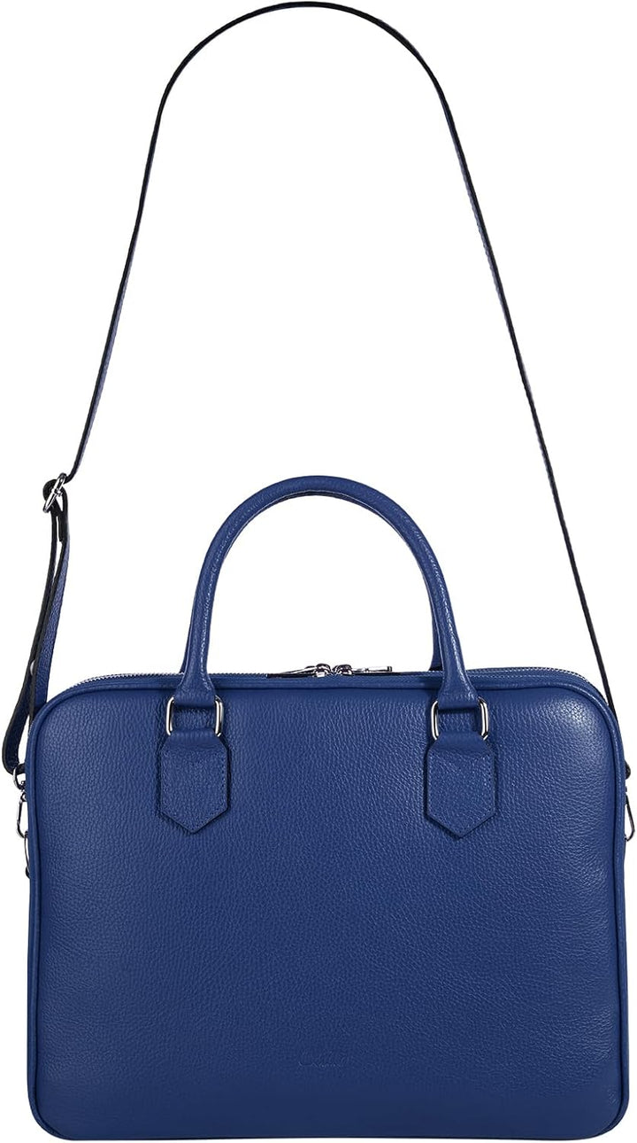 Cluty Aktentasche echt Leder Damen - 021833 Blau, Blau
