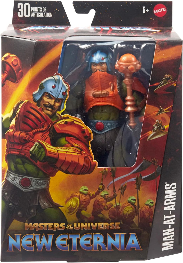 Masters of the Universe Masterverse New Eternia Man-At-Arms Actionfigur, 30 bewegliche Gelenke, aust