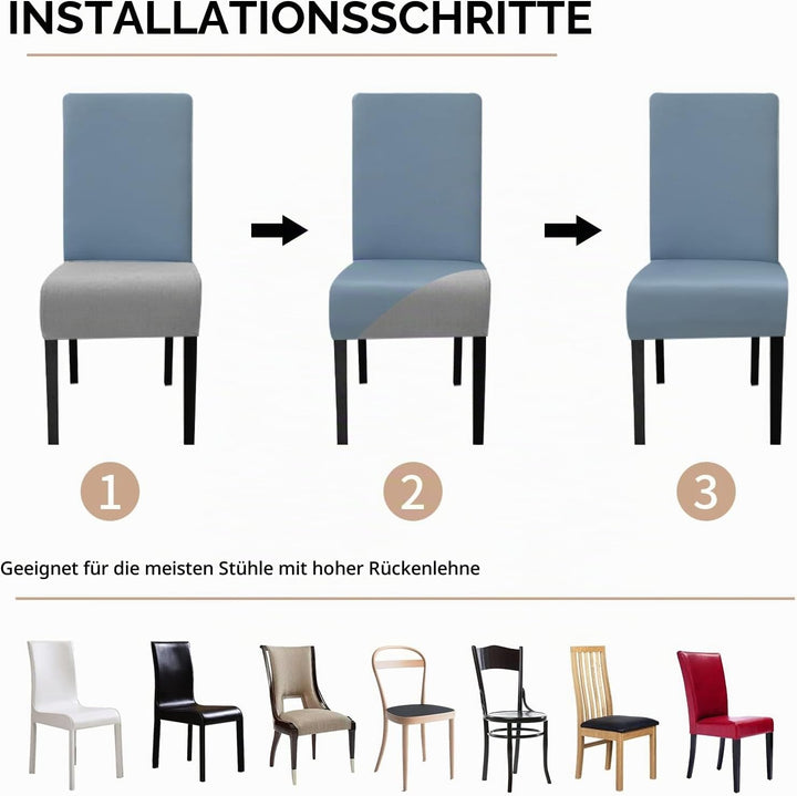 Stuhlhussen XL 4er Set Stretch Stuhlhussen Schwingstühle XL für Esszimmerstühle Spandex Universal-St