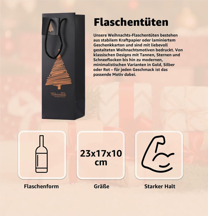 36x Weihnachtstaschen Flaschentüten für Weihnachten - Weintragetaschen &amp; Weintüte - Flaschen &amp; Weine