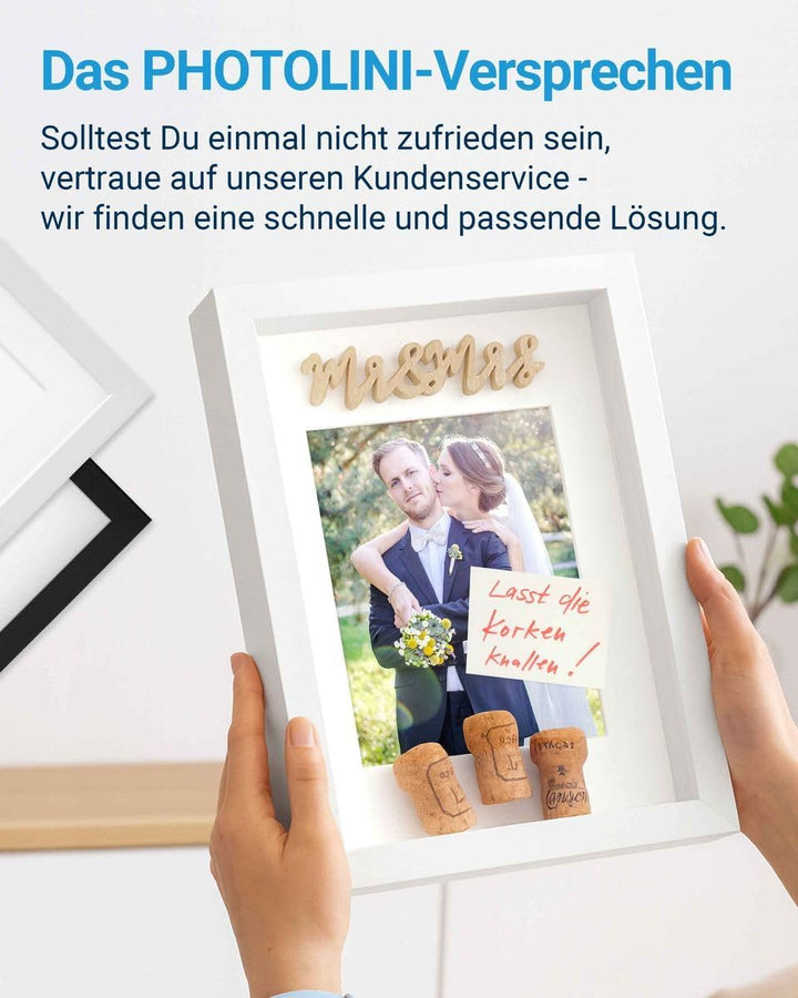 PHOTOLINI 3D Bilderrahmen zum Befüllen 30x40 Weiss gross, 3 cm tiefer Objektrahmen mit Glas, tiefer