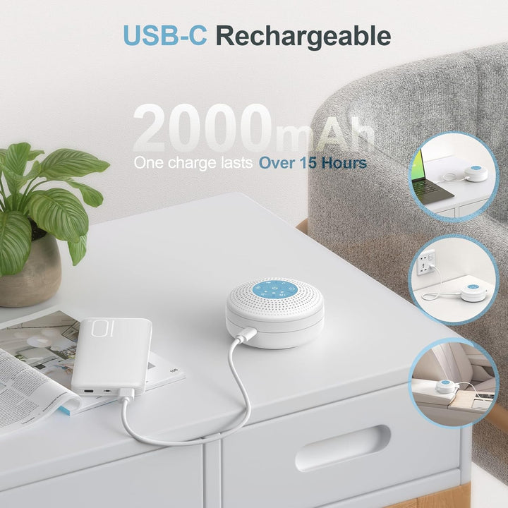 White Noise Machine Baby, Einschlafhilfe Babys mit 2000mAh Akku,Portable Sound Machine for Adults,21