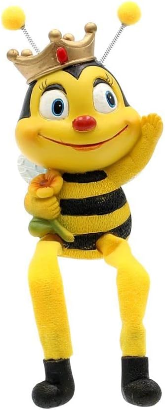 Dekohelden24 Dekofigur Kantenhocker Bienen-Bienenpaar mit Blume, 2er Set, Polyresin, Grösse: ca. 6 x