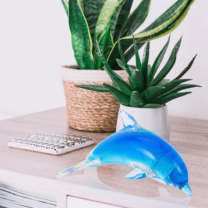 BESPORTBLE Glas Delfin Figur Ornamente Glas Meer Tier Kunst Glas Sammelfiguren Meer Ozean Matrose De