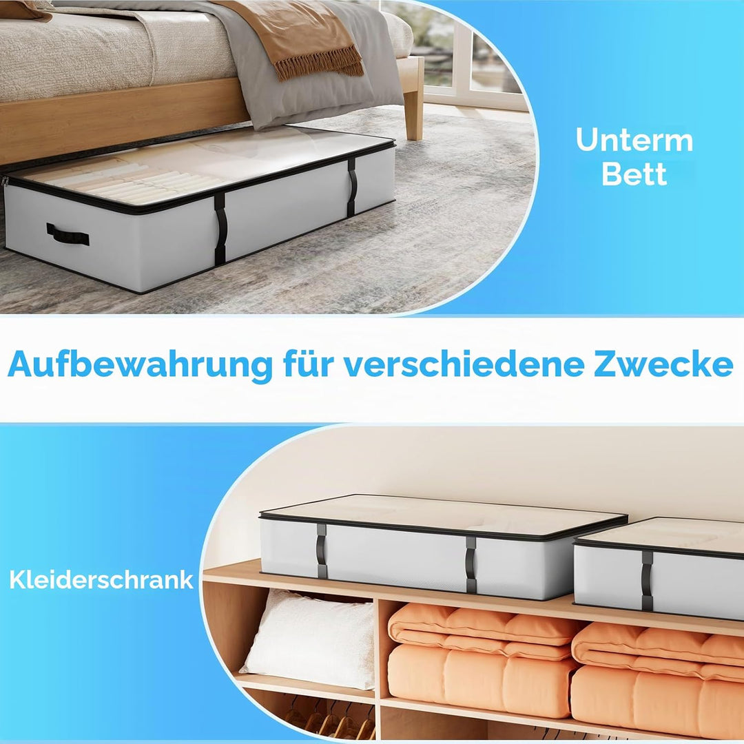 Oak & Tea 90L Aufbewahrungstaschen 4 Stück Grosses Kleideraufbewahrungsboxen mit Deckel und Reissver