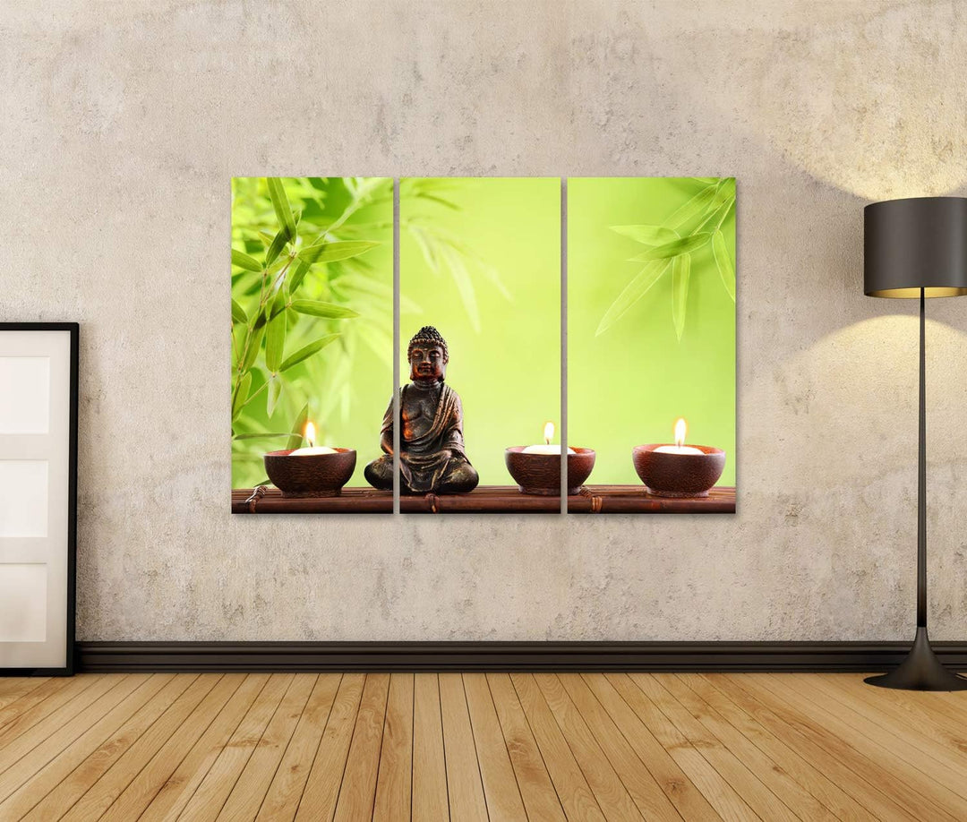islandburner Bild auf Leinwand Buddha In Meditation Bilder Wandbilder Poster Leinwand 130x80cm - 3 T