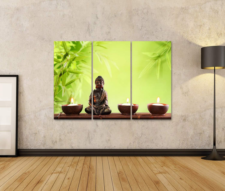 islandburner Bild auf Leinwand Buddha In Meditation Bilder Wandbilder Poster Leinwand 130x80cm - 3 T
