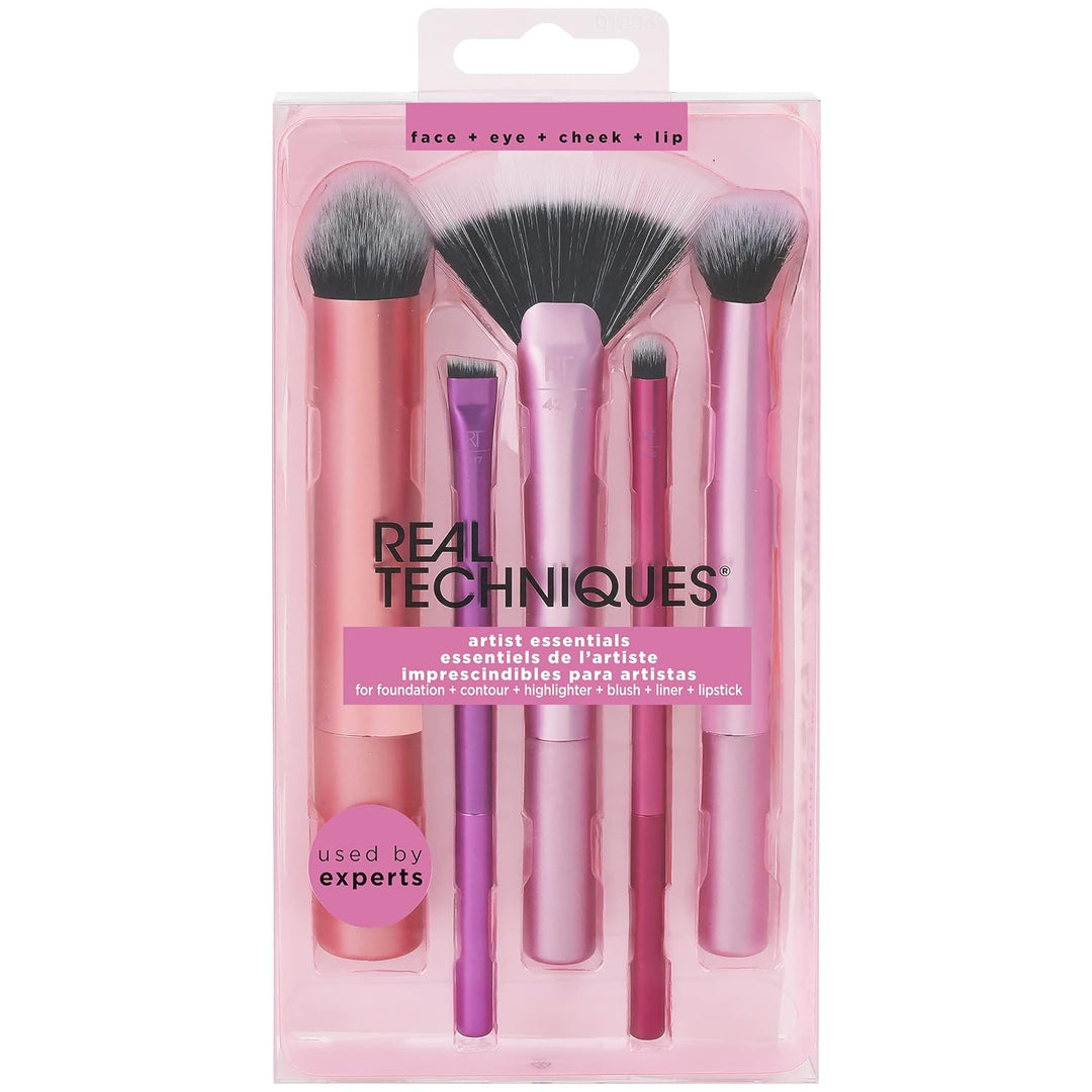Real Techniques Artist Essentials, 120 g & Puder Make-up Pinsel (Verpackung und Grifffarbe können va