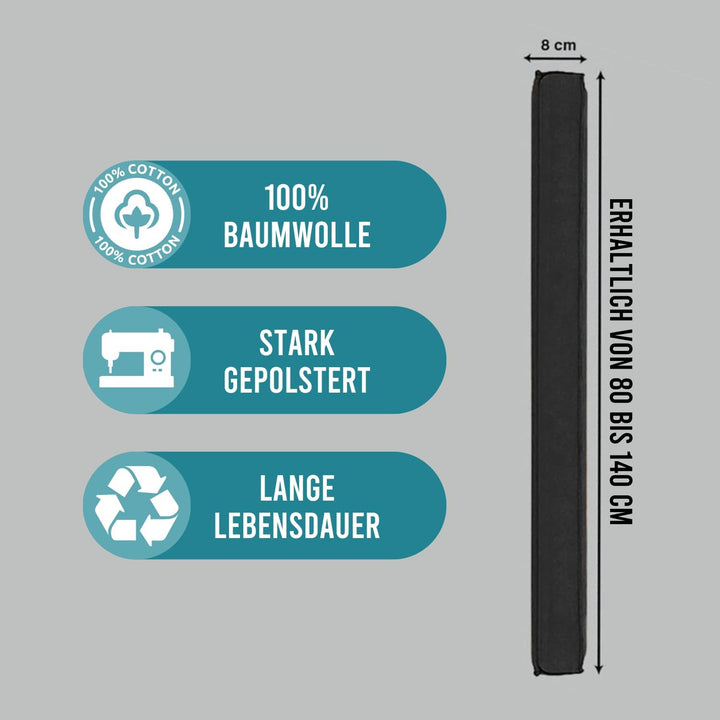 Magnetischer Zugluftstopper für Türen 100cm - Türluftstopper für Schutz - Türbodendichtung Schwarz -