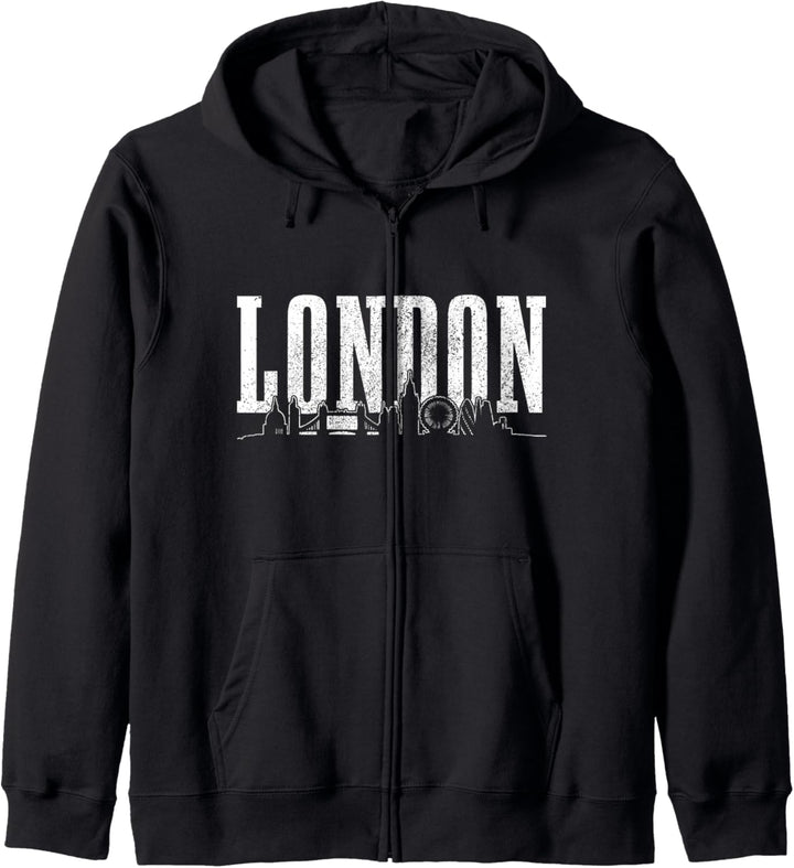 London Skyline UK Vintage England Souvenir Kapuzenjacke