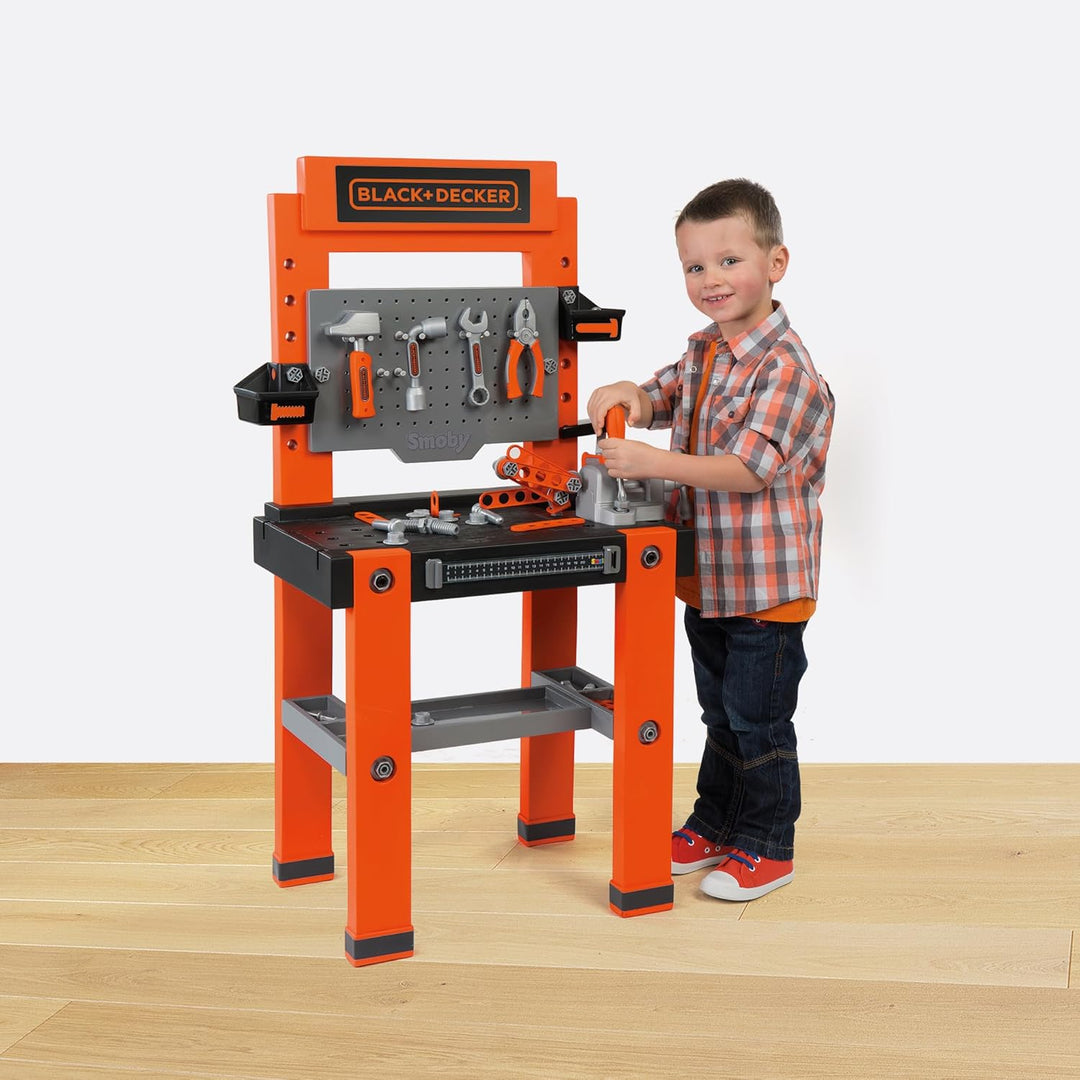 Smoby - Black+Decker Werkbank (56x34x103 cm) - Spielzeug-Werkzeugbank für Kinder ab 3 Jahre mit Werk