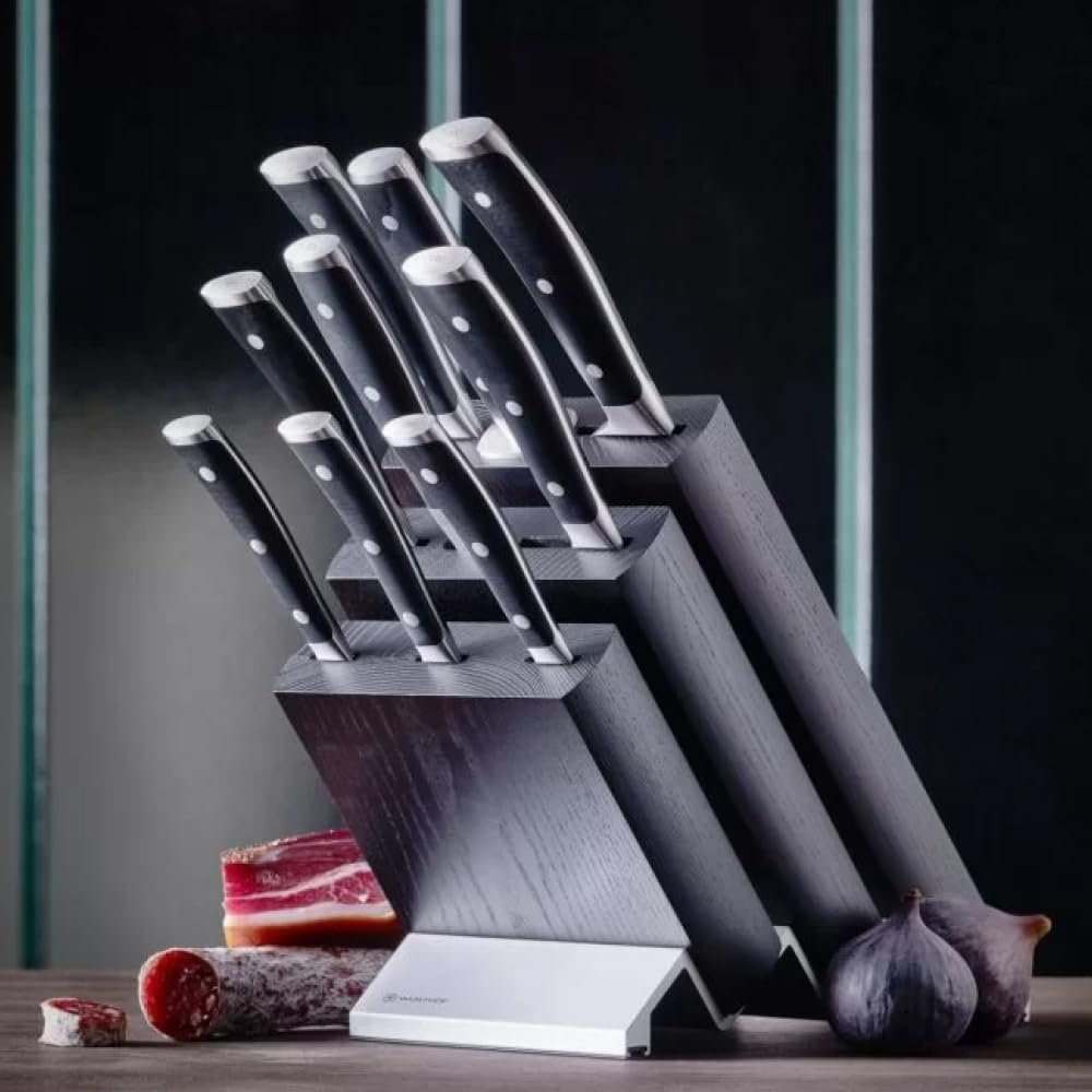 WÜSTHOF Classic Ikon Aufschnittmesser 14 cm, Schwarz 14 cm Gemüsemesser mit Wellenschliff, 14 cm Gem